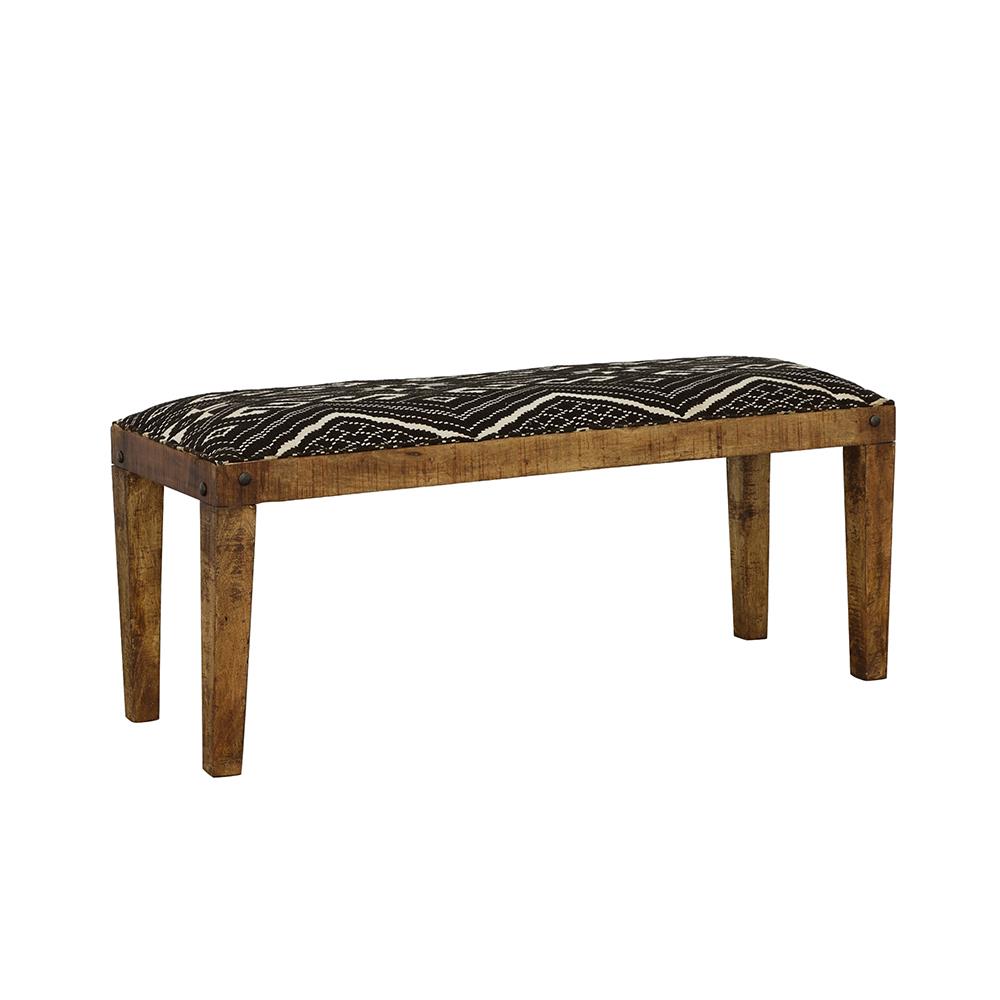 Lamont Rectangular Upholstered Bench Natural and Navy Half Price Furniture