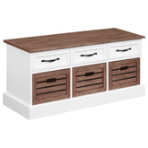 Alma 3-drawer Storage Bench Weathered Brown and White Half Price Furniture