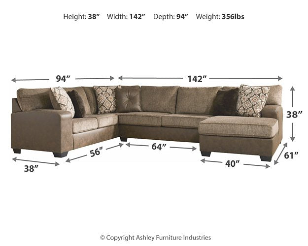 Abalone 3-Piece Sectional with Chaise - Half Price Furniture