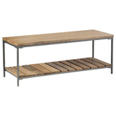 Gerbera Accent Bench with Slat Shelf Natural and Gunmetal Half Price Furniture