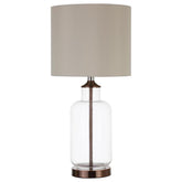 Aisha Drum Shade Table Lamp Creamy Beige and Clear Half Price Furniture