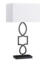 Leorio Rectangular Shade Table Lamp White and Black Half Price Furniture