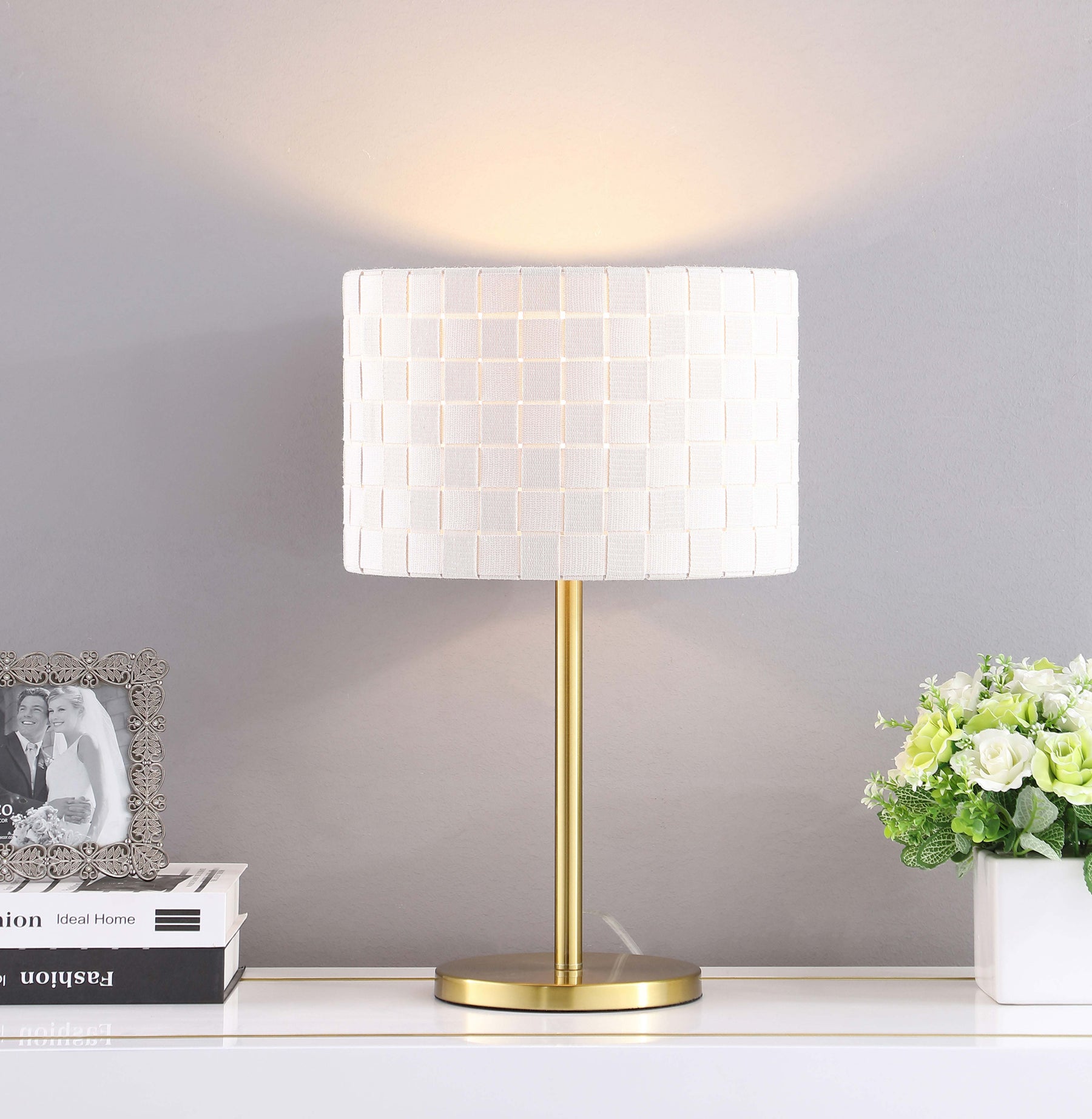 Ramiro Drum Shade Buffet Table Lamp Gold Half Price Furniture