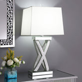 Dominick Table Lamp with Rectange Shade White and Mirror Half Price Furniture