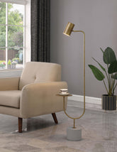 Jodie Round Base Floor Lamp Antique Brass and Grey Half Price Furniture