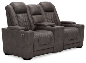 HyllMont Power Reclining Loveseat with Console - Half Price Furniture