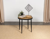 Hayden Metal Round Side Table Natural Mango and Black Half Price Furniture