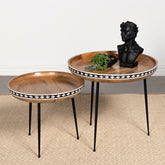 Ollie 2-piece Round Nesting Table Natural and Black Half Price Furniture