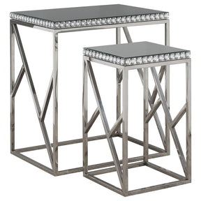 Betsy 2-piece Mirror Top Nesting Tables Silver Half Price Furniture