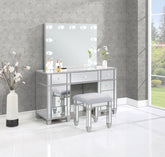 Allora 9-drawer Mirrored Storage Vanity Set with Hollywood Lighting Metallic  Half Price Furniture