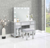 Allora 9-drawer Mirrored Storage Vanity Set with Hollywood Lighting Metallic Half Price Furniture