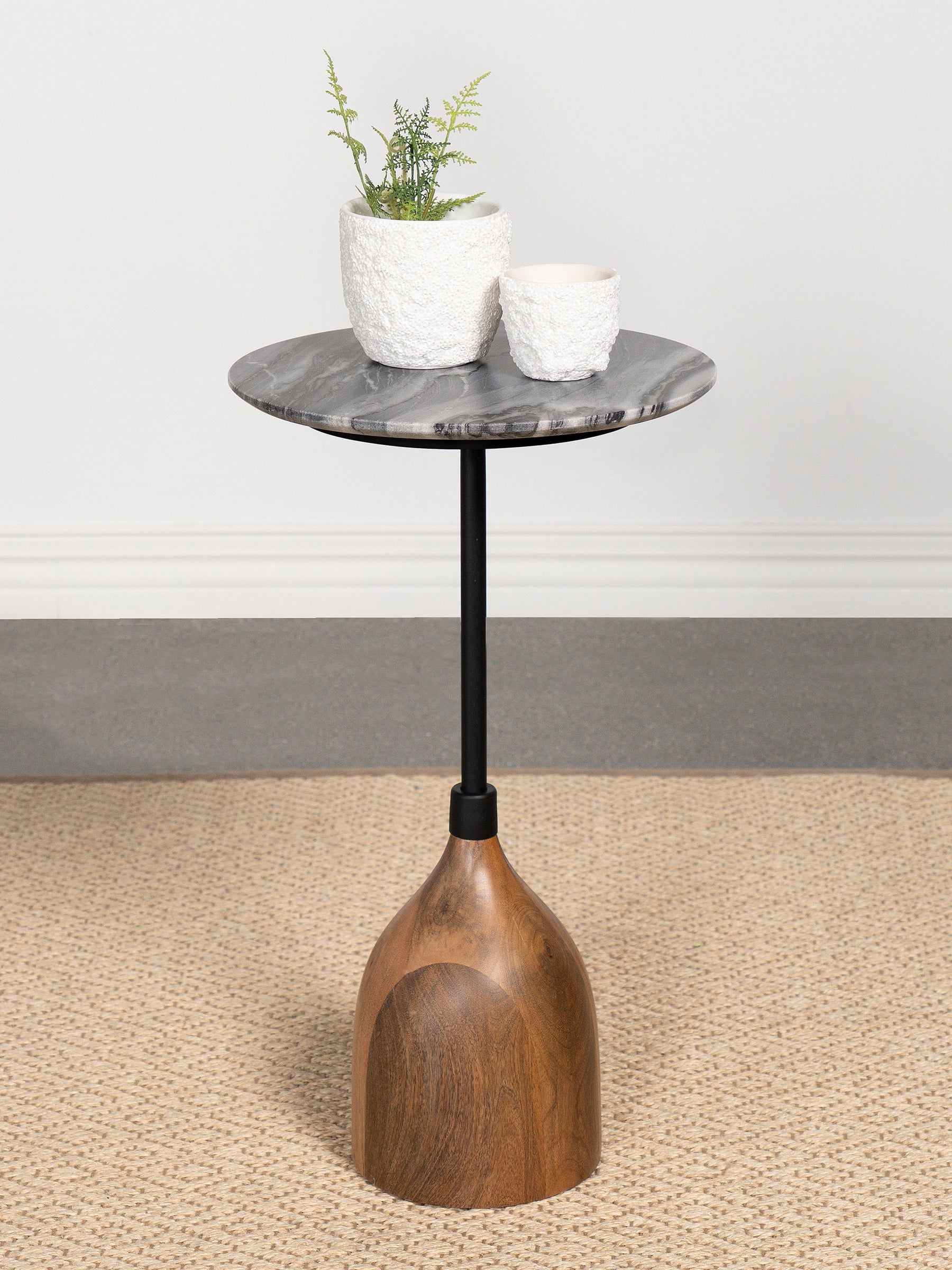 Ophelia Round Marble Top Side Table Black Half Price Furniture