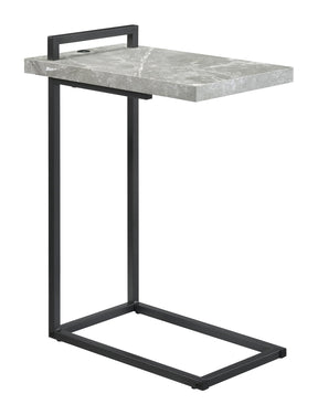 Maxwell C-shaped Accent Table Cement and Gunmetal Half Price Furniture