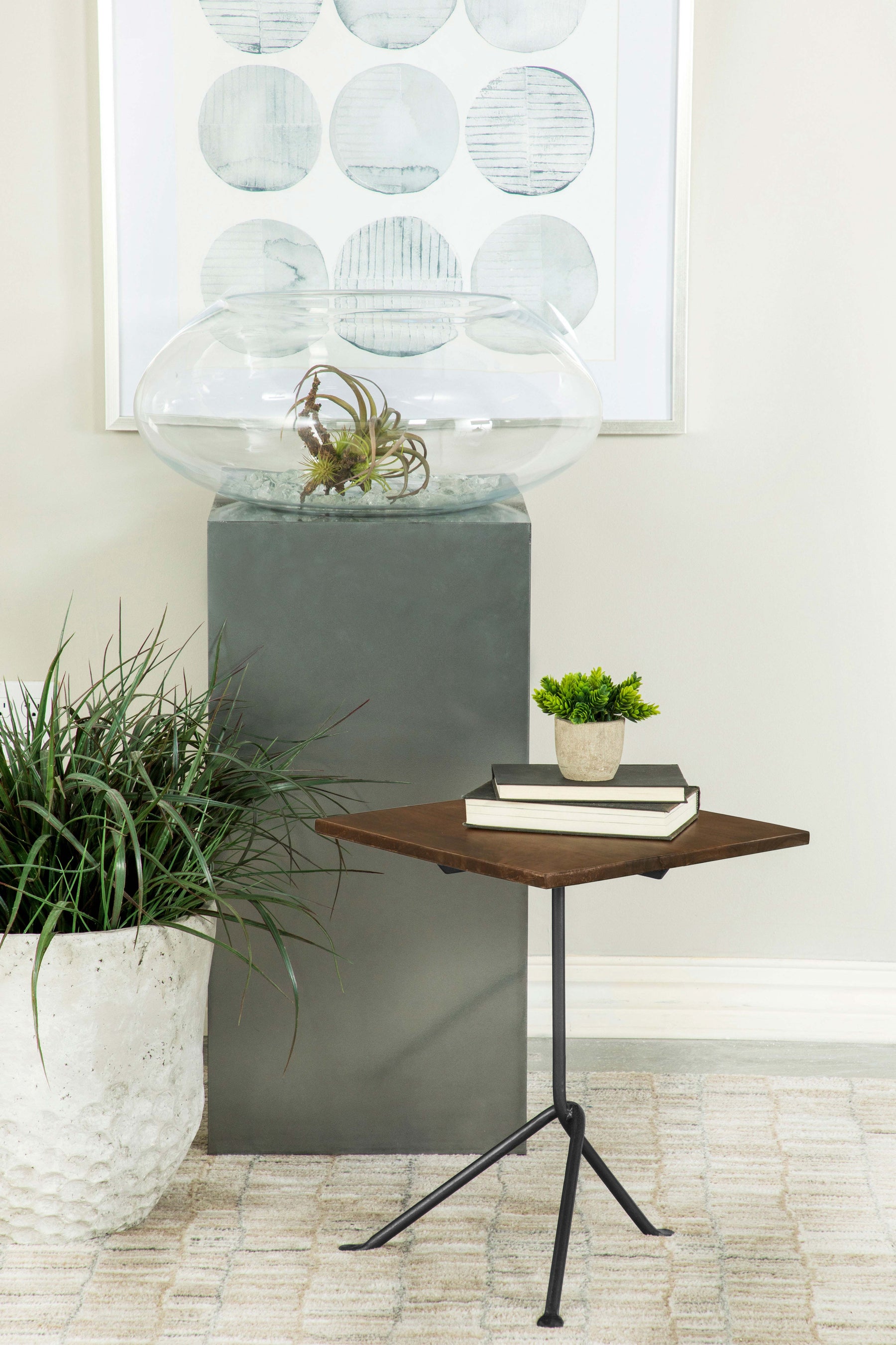 Heitor Square Accent Table with Tripod Legs Dark Brown and Gunmetal Half Price Furniture