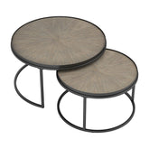 Rodrigo 2-piece Round Nesting Tables Weathered Elm Half Price Furniture