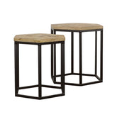 Adger 2-piece Hexagon Nesting Tables Natural and Black  Half Price Furniture