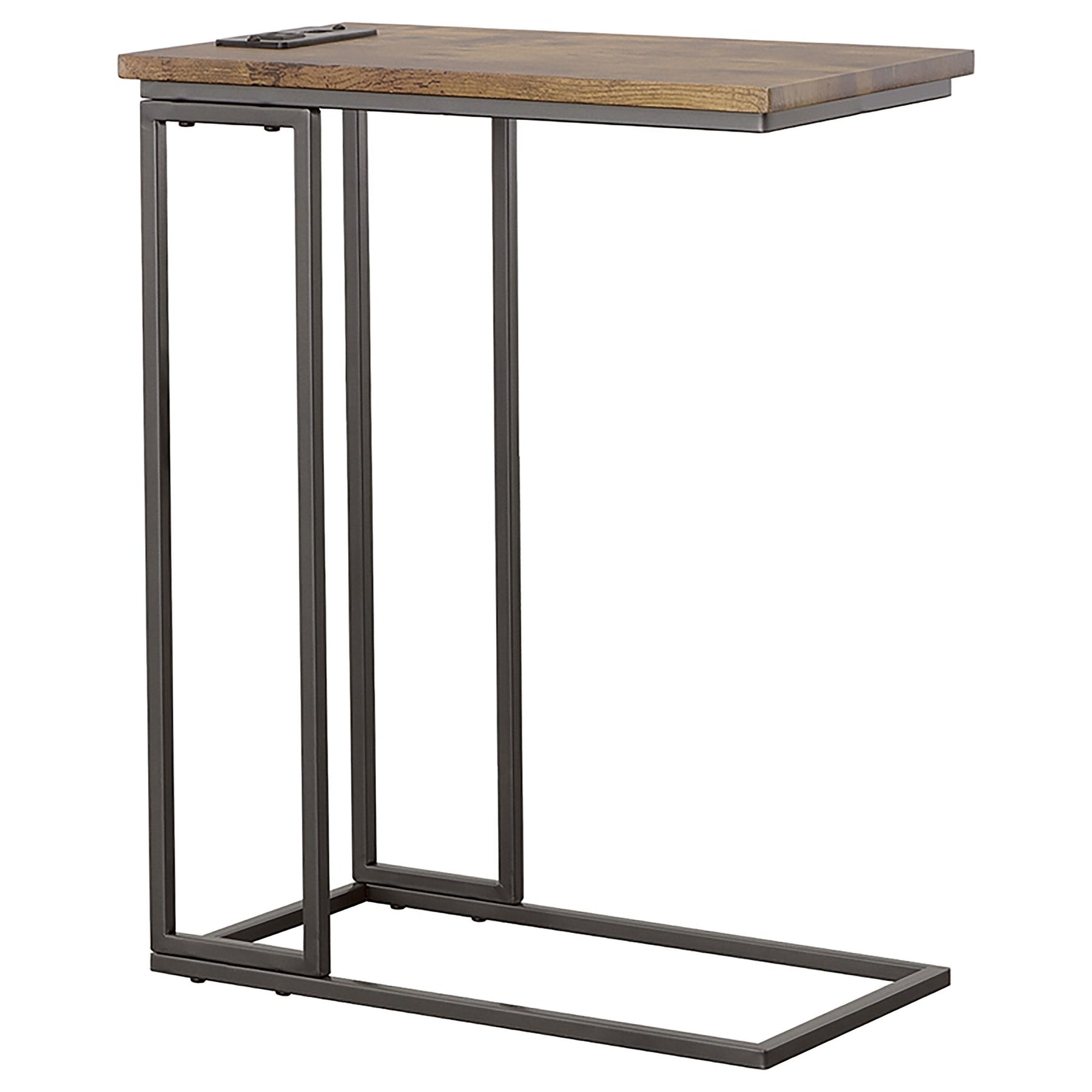 Rudy Snack Table with Power Outlet Gunmetal and Antique Brown Half Price Furniture