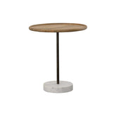 Ginevra Round Wooden Top Accent Table Natural and White Half Price Furniture