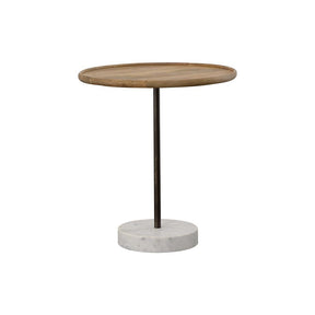 Ginevra Round Wooden Top Accent Table Natural and White Half Price Furniture