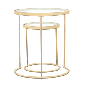 Maylin 2-piece Round Glass Top Nesting Tables Gold  Half Price Furniture