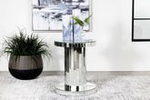 Dorielle Crystal Inlay Round Top Accent Table Mirror Half Price Furniture