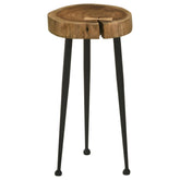 Keith Round Wood Top Side Table Natural and Black Half Price Furniture