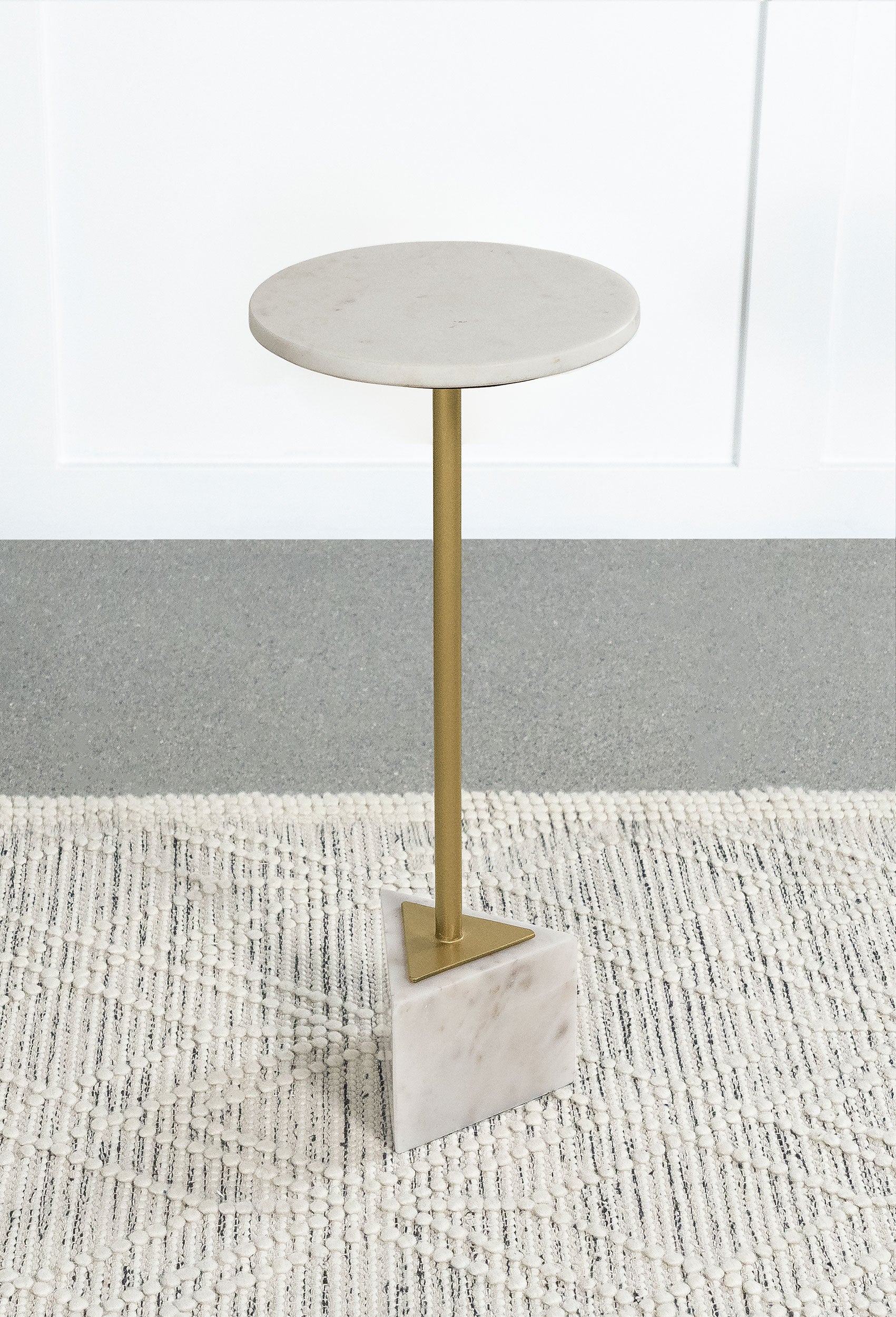 Fulcher Round Metal Side Table White and Gold Half Price Furniture