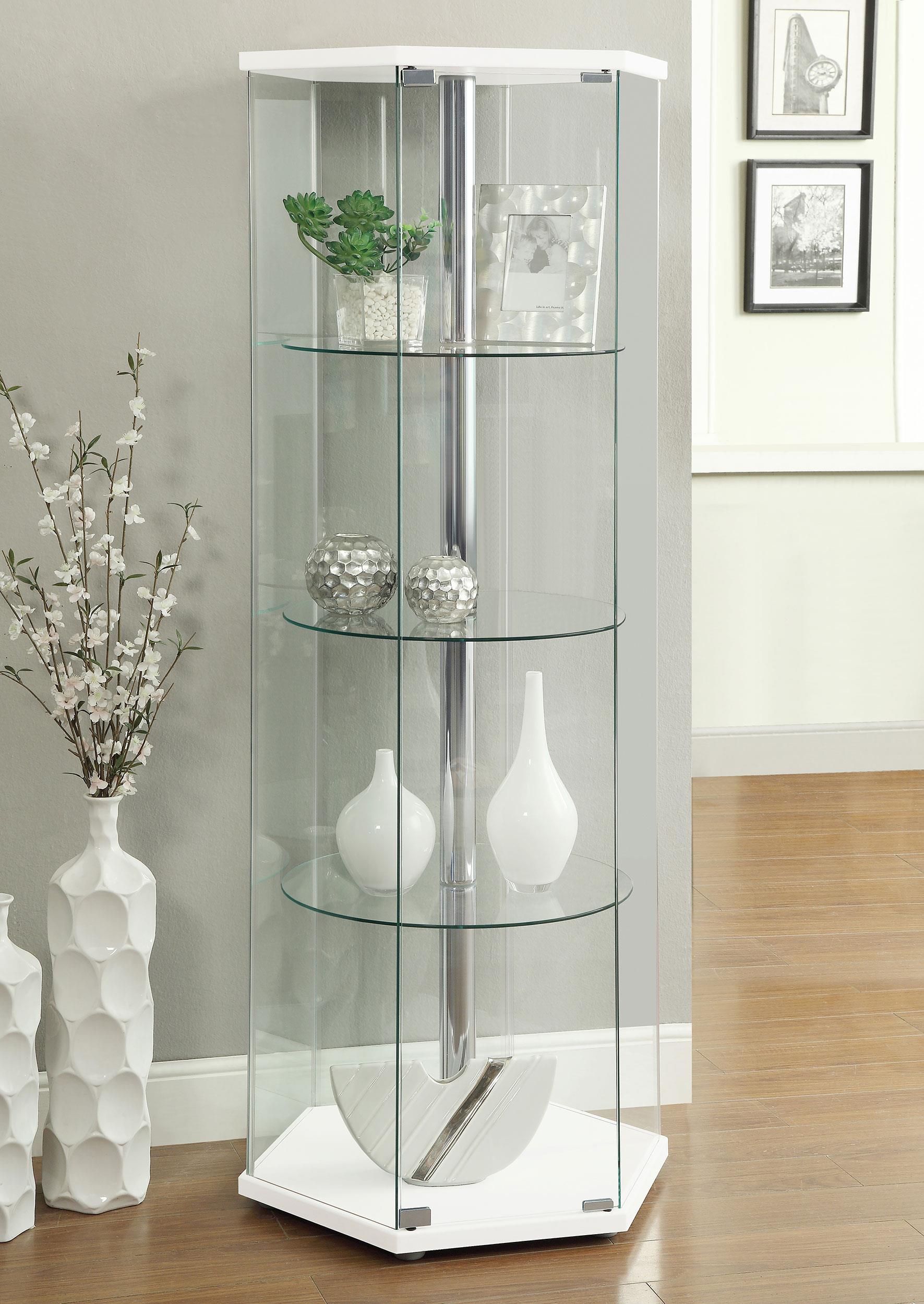 Traditional Glass Hexagon Curio Cabinet - Half Price Furniture