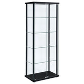 Delphinium 5-shelf Glass Curio Cabinet Black and Clear Half Price Furniture