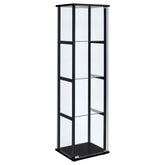 Cyclamen 4-shelf Glass Curio Cabinet Black and Clear  Half Price Furniture