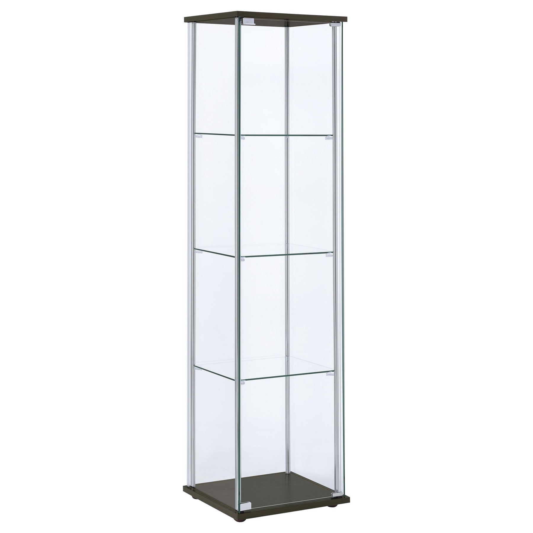 Bellatrix Rectangular 4-shelf Curio Cabinet Cappuccino and Clear Half Price Furniture