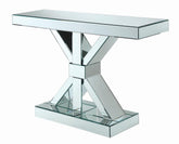 Lurlynn X-shaped Base Console Table Clear Mirror Half Price Furniture