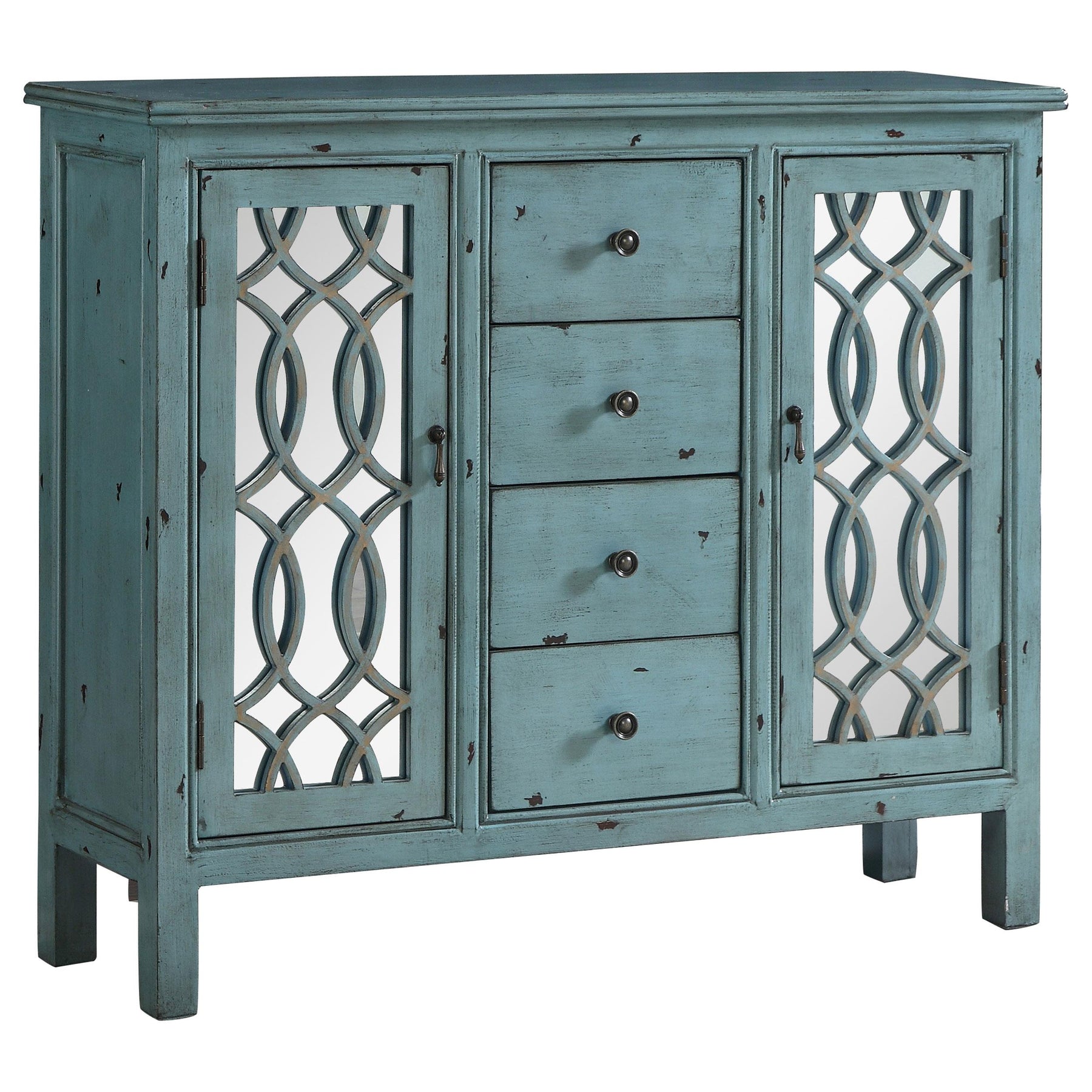 Rue 4-drawer Accent Cabinet Antique Blue Half Price Furniture