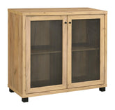 Mchale Accent Cabinet with Two Mesh Doors Golden Oak Half Price Furniture