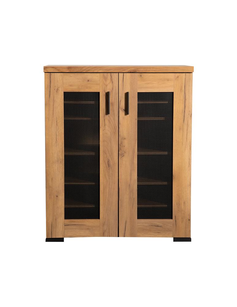 Bristol Metal Mesh Door Accent Cabinet Golden Oak Half Price Furniture