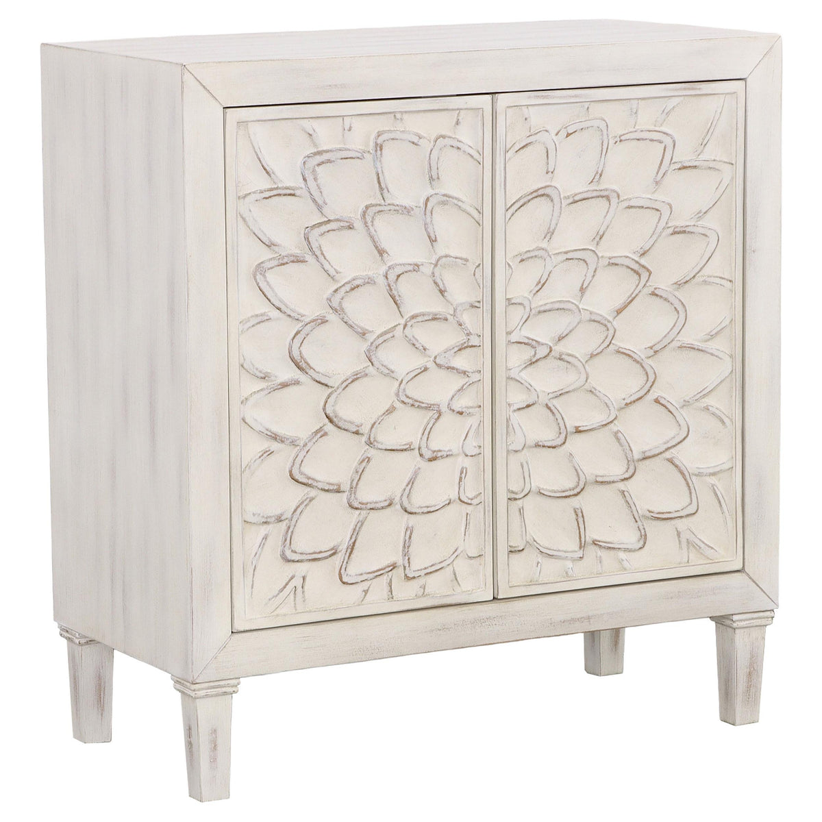 Clarkia Accent Cabinet with Floral Carved Door White Half Price Furniture