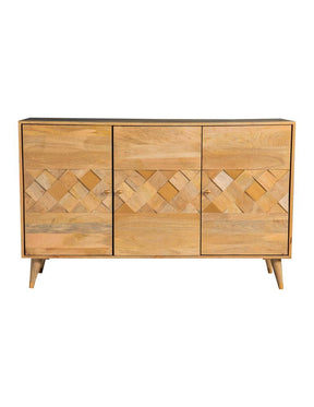 Alyssum Checkered Pattern 3-door Accent Cabinet Natural Half Price Furniture