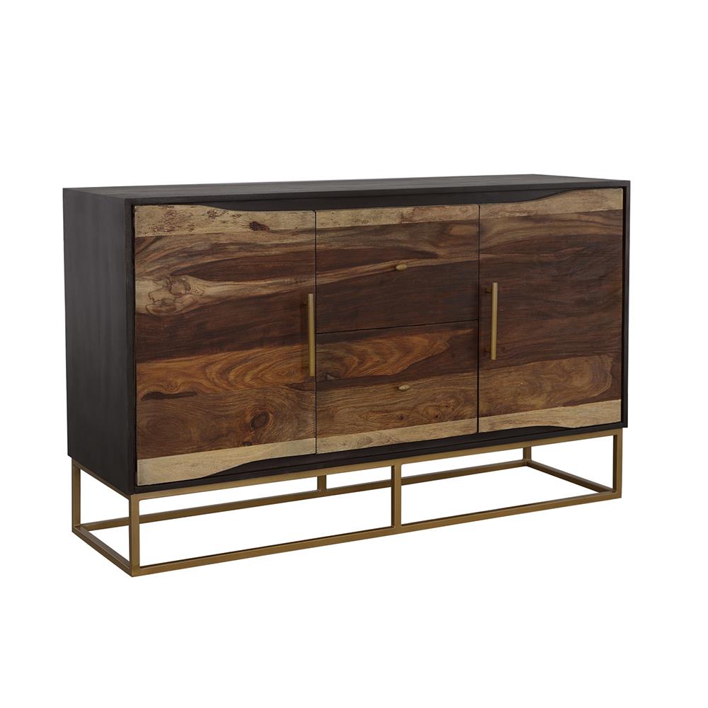 Zara 2-drawer Accent Cabinet Black Walnut and Gold Half Price Furniture