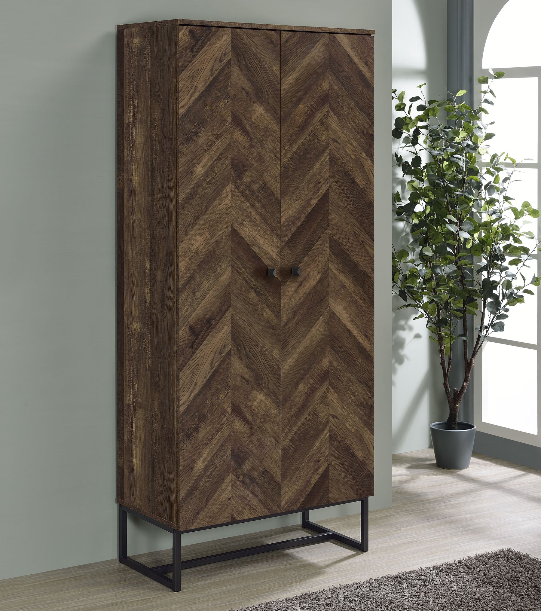 Carolyn 2-door Accent Cabinet Rustic Oak and Gunmetal - Half Price Furniture