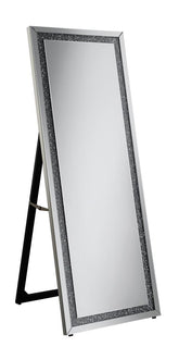 Novak Rectangular Cheval Floor Mirror Silver Half Price Furniture