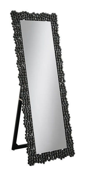 Mckay Textural Frame Cheval Floor Mirror Silver and Smoky Grey Half Price Furniture