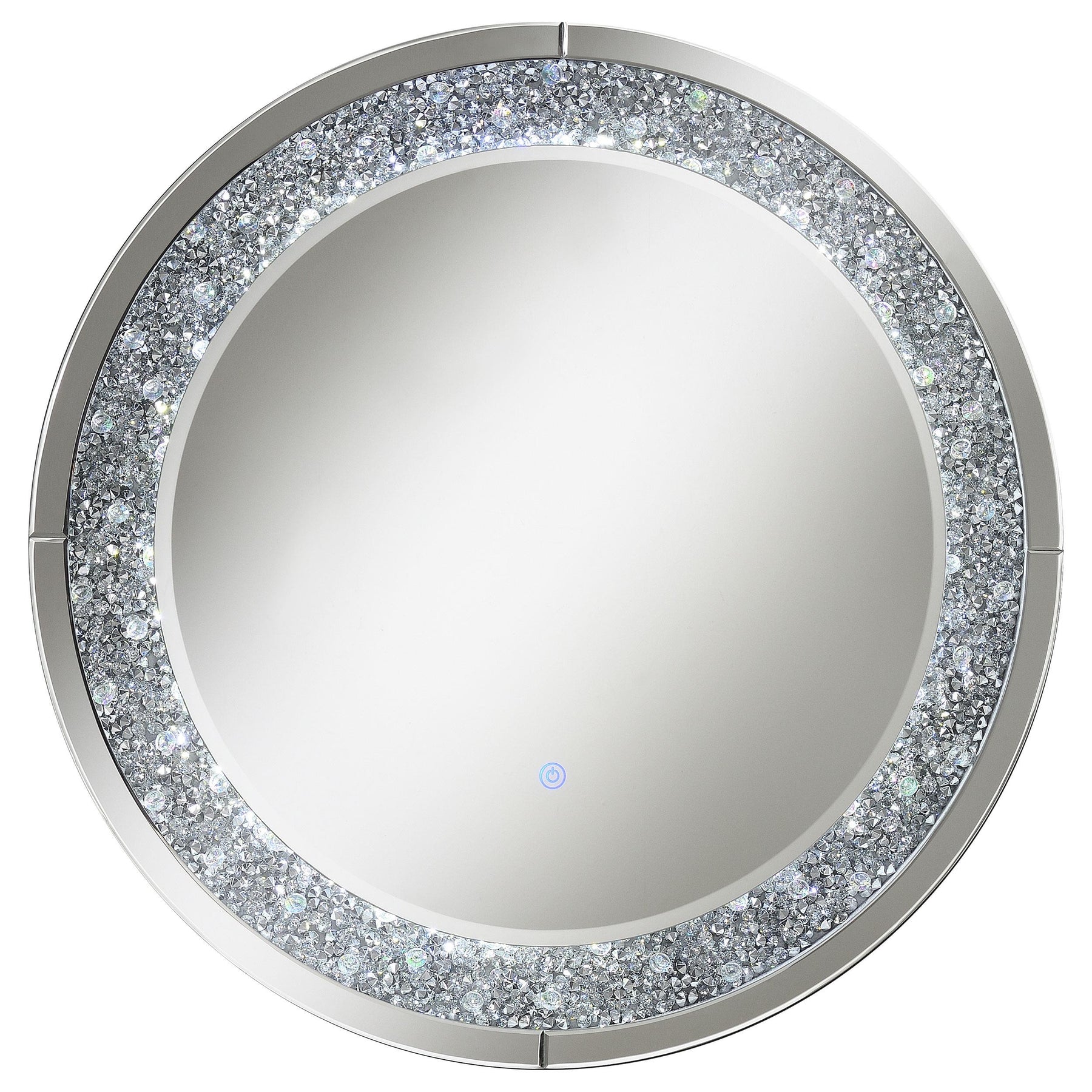 Lixue Round Wall Mirror with LED Lighting Silver Half Price Furniture