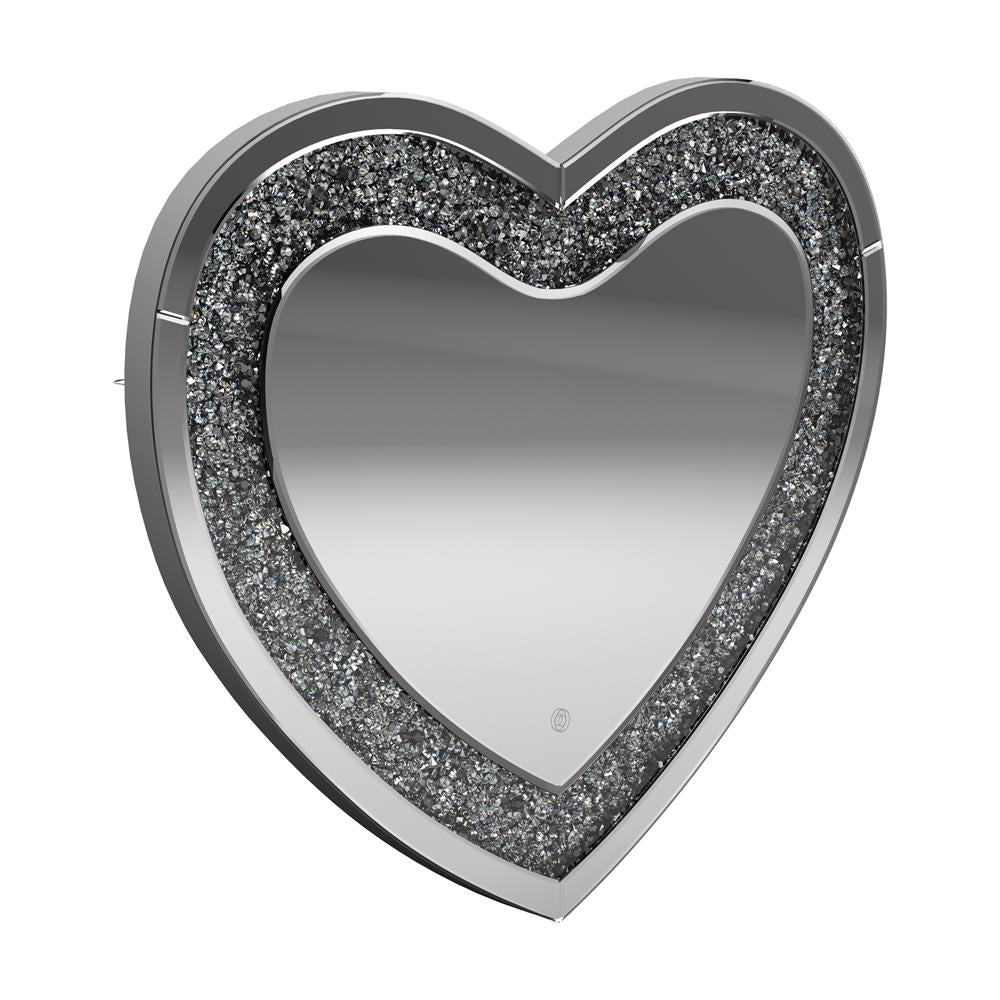 Aiko Heart Shape Wall Mirror Silver Half Price Furniture