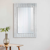 Aideen Rectangular Wall Mirror with Vertical Stripes of Faux Crystals Half Price Furniture