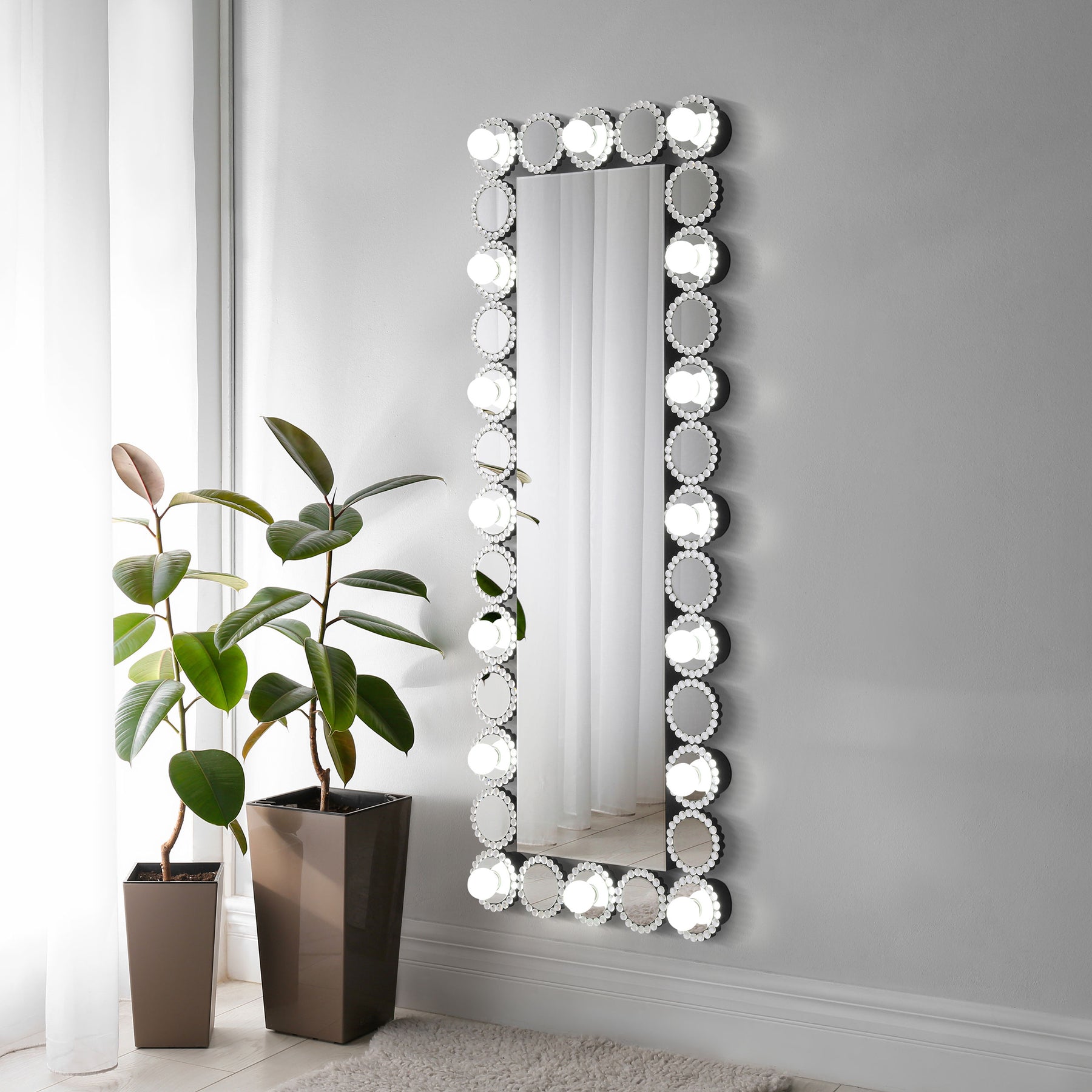 Aghes Rectangular Wall Mirror with LED Lighting Mirror Half Price Furniture