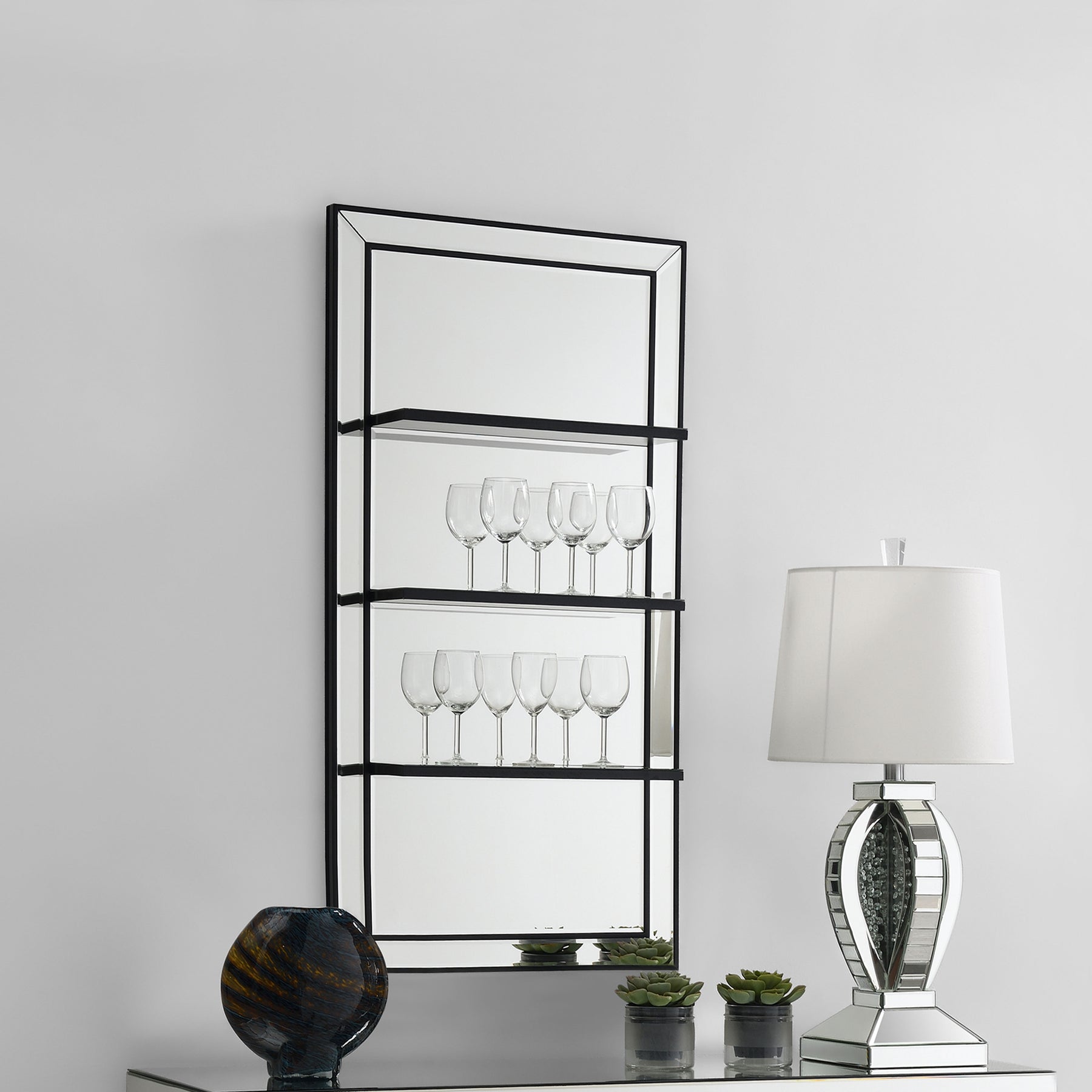 Oriel 3-Shelf Rectangle Wall Mirror Half Price Furniture