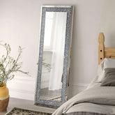 Valerie Crystal Inlay Rectangle Floor Mirror Half Price Furniture