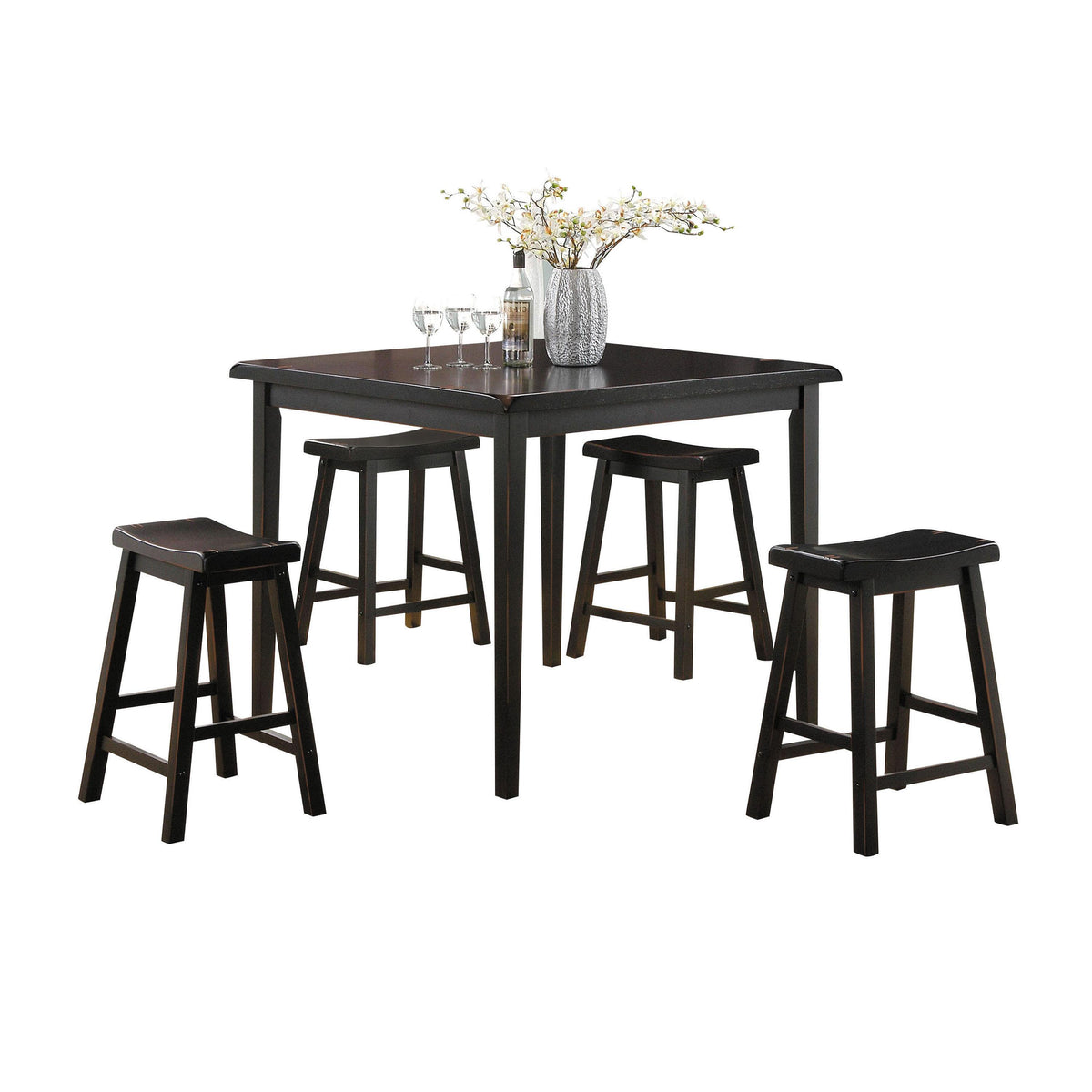 Gaucho Black Counter Height Set (5Pc Pk)  Half Price Furniture