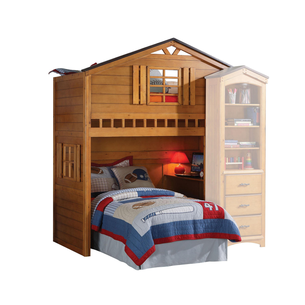 Tree House Rustic Oak Loft Bed (Twin Size)  Half Price Furniture