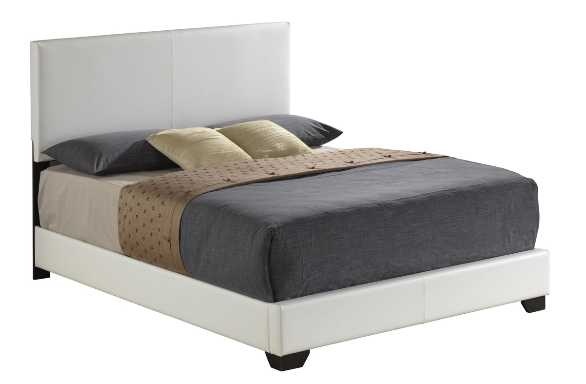 Ireland III White PU Queen Bed  Half Price Furniture